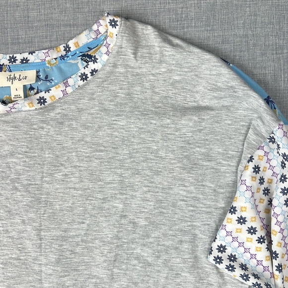 Style & Co Floral Mixed Print Long Sleeve Top Size Large - Picture 3 of 6